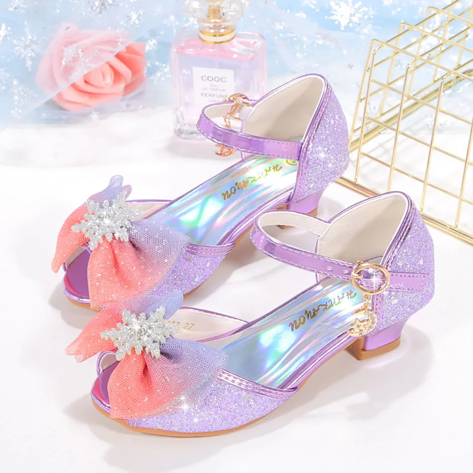 16cm frozen Girls Wedding Shoes Glitter New Brand High Heels Children Elsa  Princess Sandals Dance Kids Party Shoes | Shopee Singapore