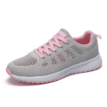

Women's Flat Shoes Running Sneakers for Women Super Light Breathable Sport Shoes Mesh Round Cross Straps Flat Sneakers 2020 New