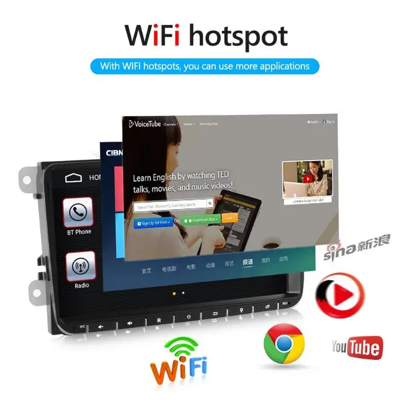 9 дюймов Android 9,0 Автомагнитола 2 Din стерео MP5 плеер gps навигация Bluetooth WiFi RDS AM FM Радио авторадио