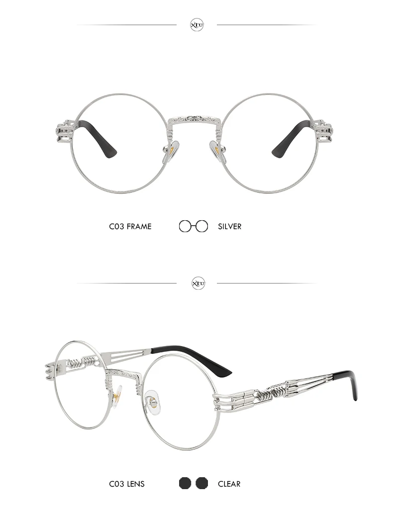 XIU круглые мужские солнцезащитные очки Для женщин Металл Панк Винтажные Солнцезащитные очки Брендовая дизайнерская обувь модные очки