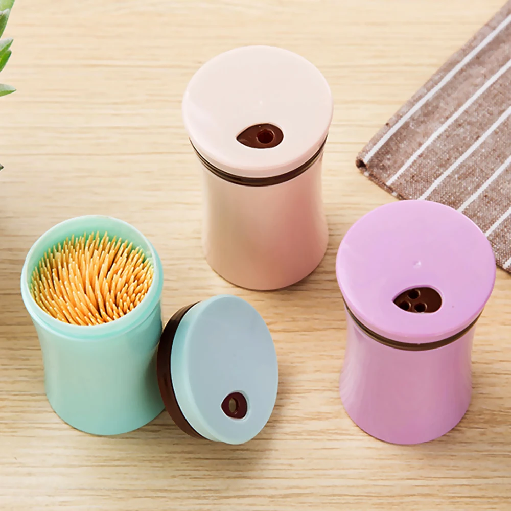 Toothpick Dispenser Can Be Rotated Storage Box Toothpick Holder Home Decor Multifunction Condiment Storage Jar