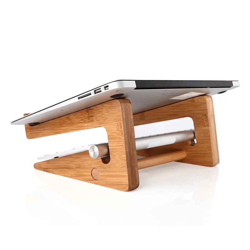 Suporte de Bambu do Portátil Armazenamento do Caderno Suporte de Refrigeração de Altura Aumentada para Dell Polegada Macbook Suporte Base Vertical pc 13-15 ar Pro - Imagem 3