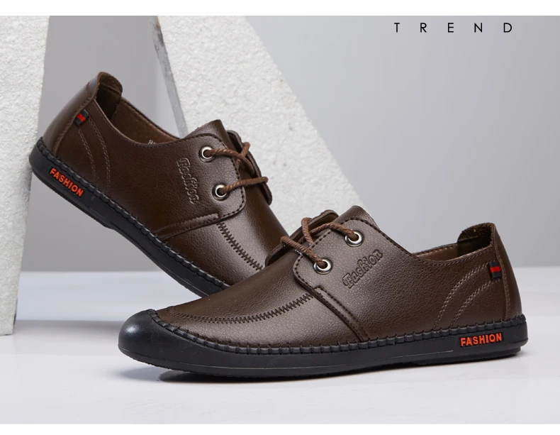 Vogue New Nice Men Casual Leather Shoes Breathable Holes Luxury Brand Fashion Flats Soft Bottom Non-slip Driving Shoes 38-55