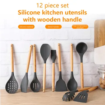 

6/9/10/11/12pcs Silicone Cooking Utensils Set Silicone Kitchenware with Storage Box Premium Silicone Kitchen Cooking Utensils