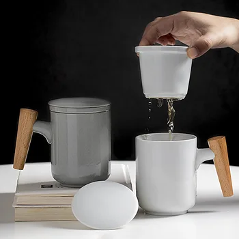 

Express cup creative filter ceramic cup personalized water cup office Cup customized household Japanese type with cover Mug