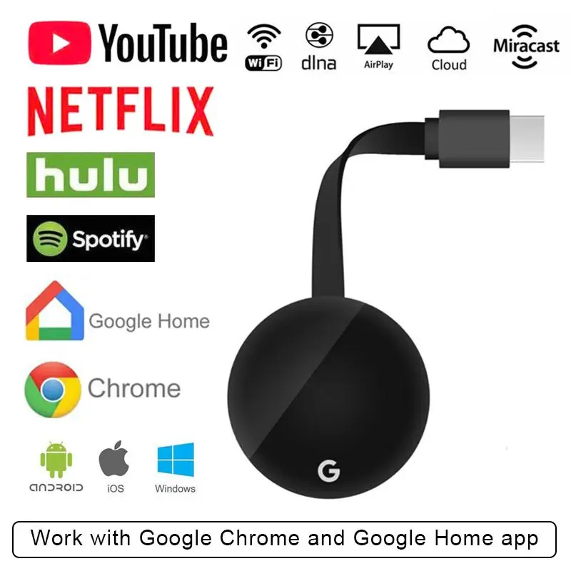 

5G Wireless Wifi HDMI Display 4K Tv Stick For Chromecast 3 2 Miracast Airplay DLNA Dongle Anycast For Google Home Chrome