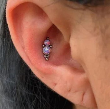 

16g Internal Thread Opal Stone Labret Cluster Lip Stud Ring Ear Cartilage Tragus Helix Daith Earring Piercing Body Jewelry