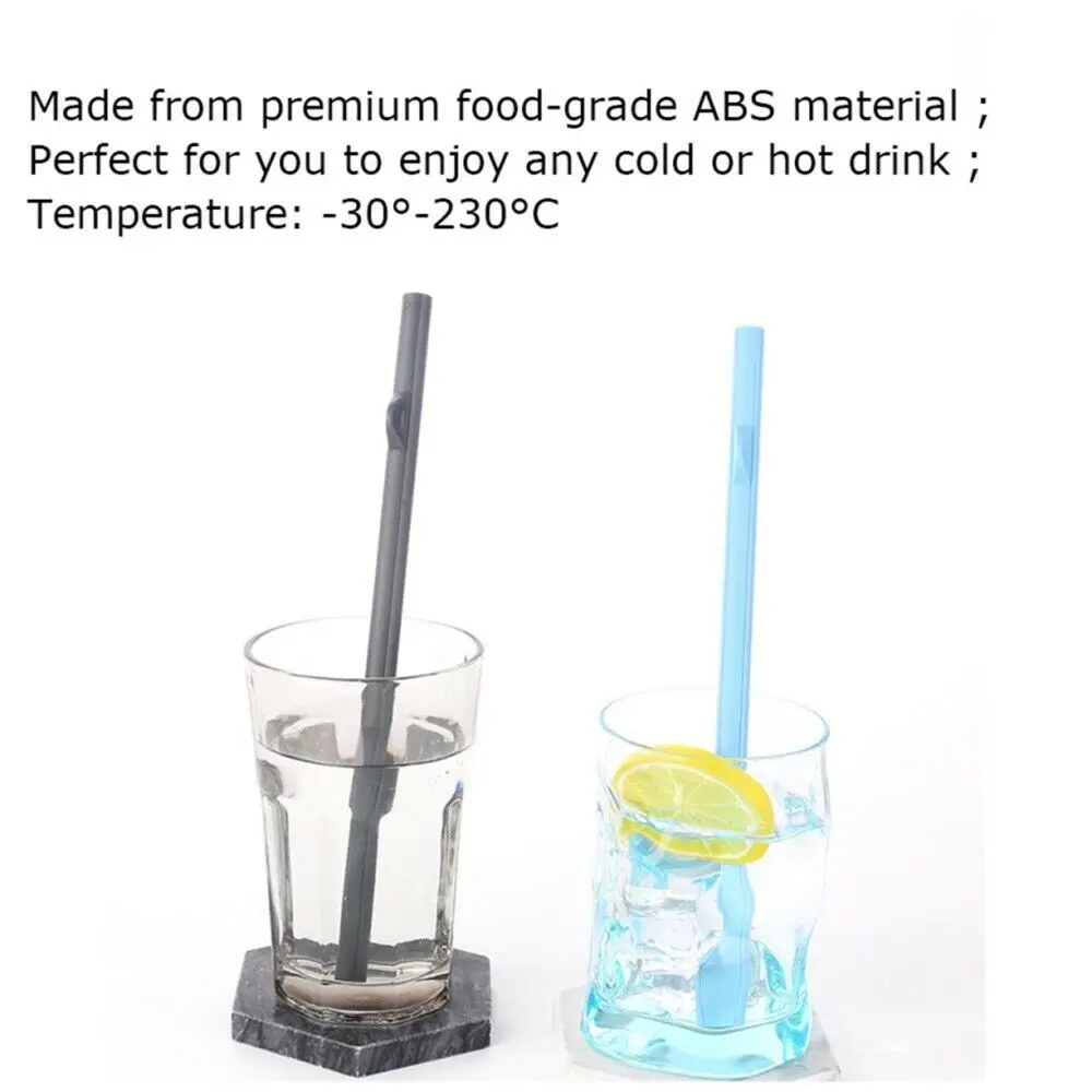 5Pcs Reusable Colorful Straws Eco-friendly ABS Plastic Drinking Straws Slide-apart Detachable Easy-Clean Straw