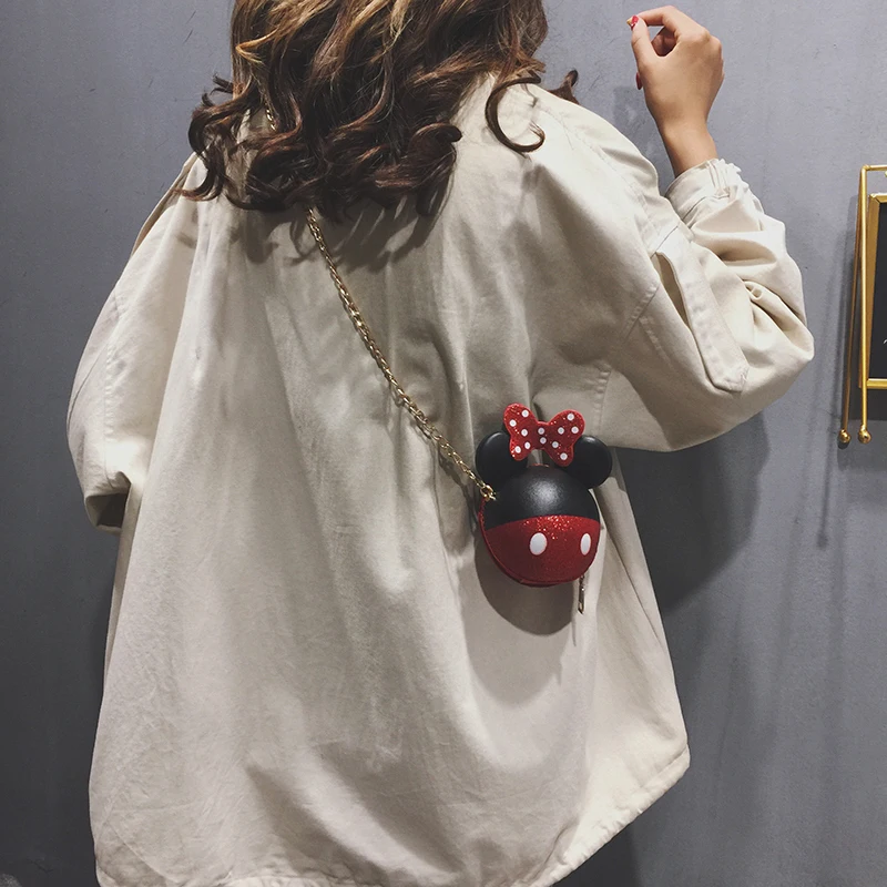 

Mickey Mouse New Coin Purse Girl Shoulder Messenger Bag Cute Card Bag Women Quality Pack Cartoon PU Storage Bag Fashion Design