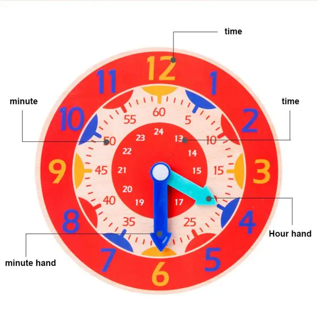 Baby Toy Clock Montessori Toddler Toy Wooden Colorful Hour Minute Second Cognitive Clock Pupils Teaching Aids Time Education Toy 2