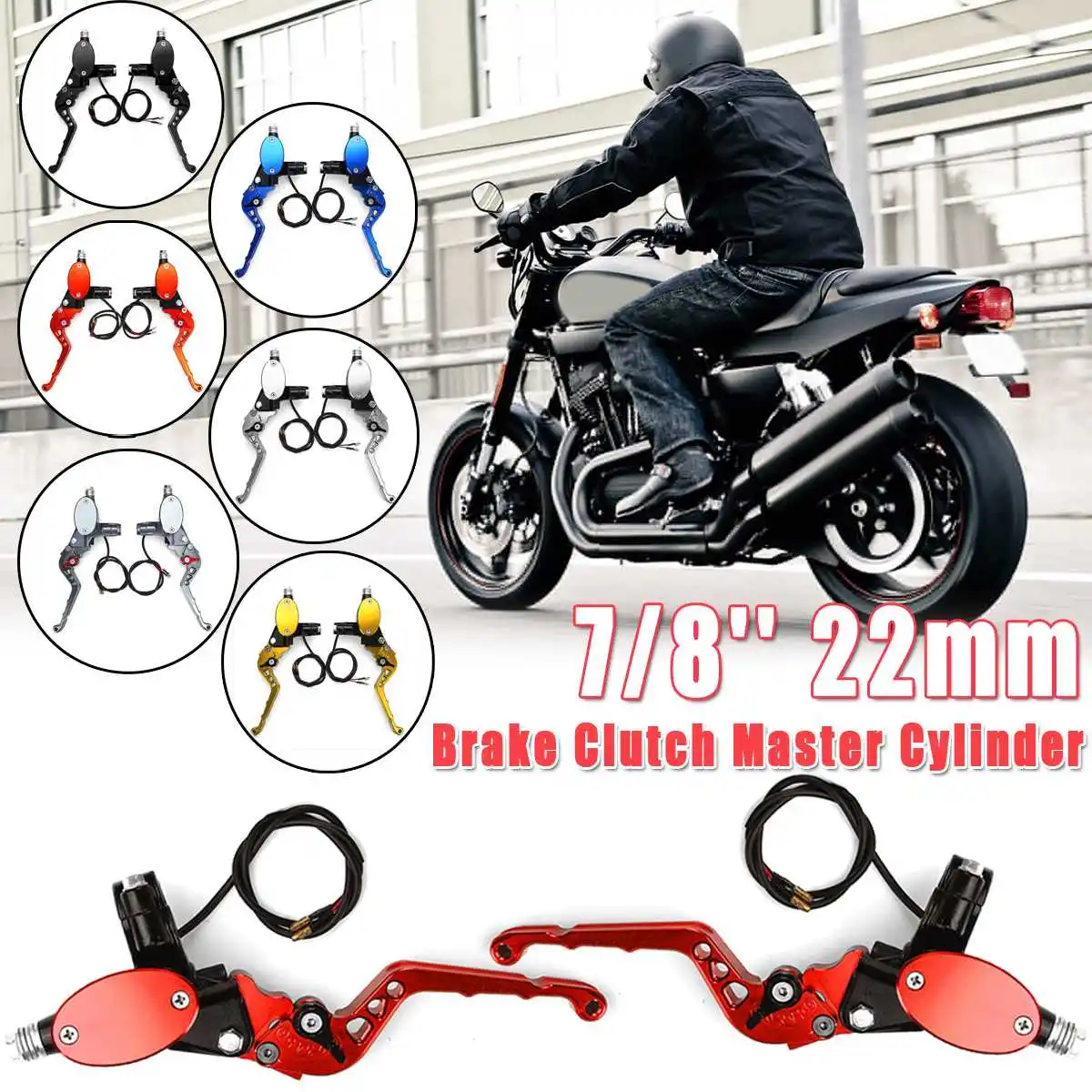 

Pair Brake Clutch Pump Lever Motorcycle Hydraulic Master Cylinder Reservoir Levers Accessories 7/8" 22mm for Honda for Yamaha
