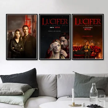 

New Lucifer 2019 TV Series Show New Season Poster And Prints Oil Painting Canvas Wall Art Pictures Living Room картины на стену