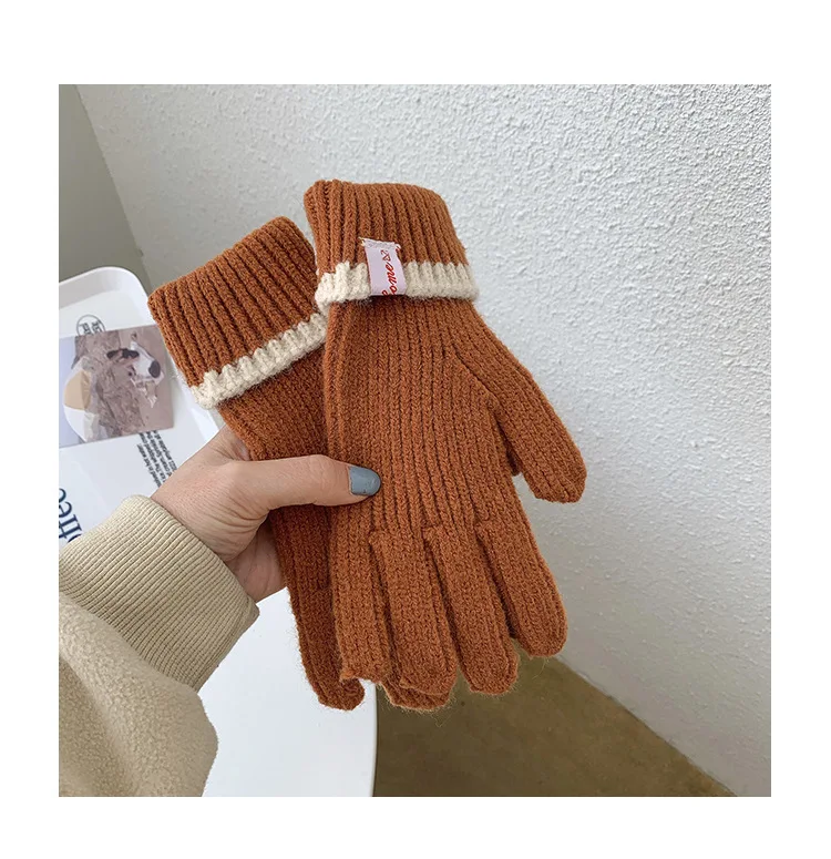 Unisex Touchscreen Outdoor Winter Handschuhe Nette Frauen Fingerlose Woolen Stricken Dicke Warme Männer Reiten Wandern Kalten Volle Finger Handschuhe – Detail 3