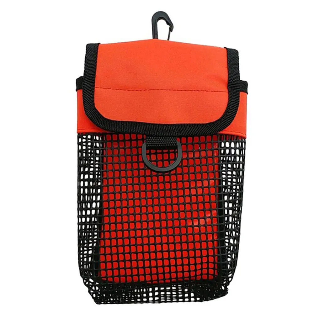 SMB Safety Marker Pouch Buoy PVC Compact Water Sports Diving Mesh Bag Accessories Portable Holder Equipment Heavy Duty Bolt Snap - Цвет: Оранжевый