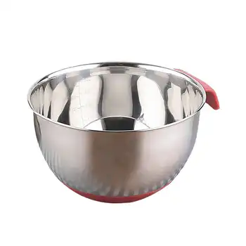 

20cm Single Bowl-Stainless Steel Egg Beater With Scale Salad Bowl with Non Slip Silicone Bottom And Wide Rim