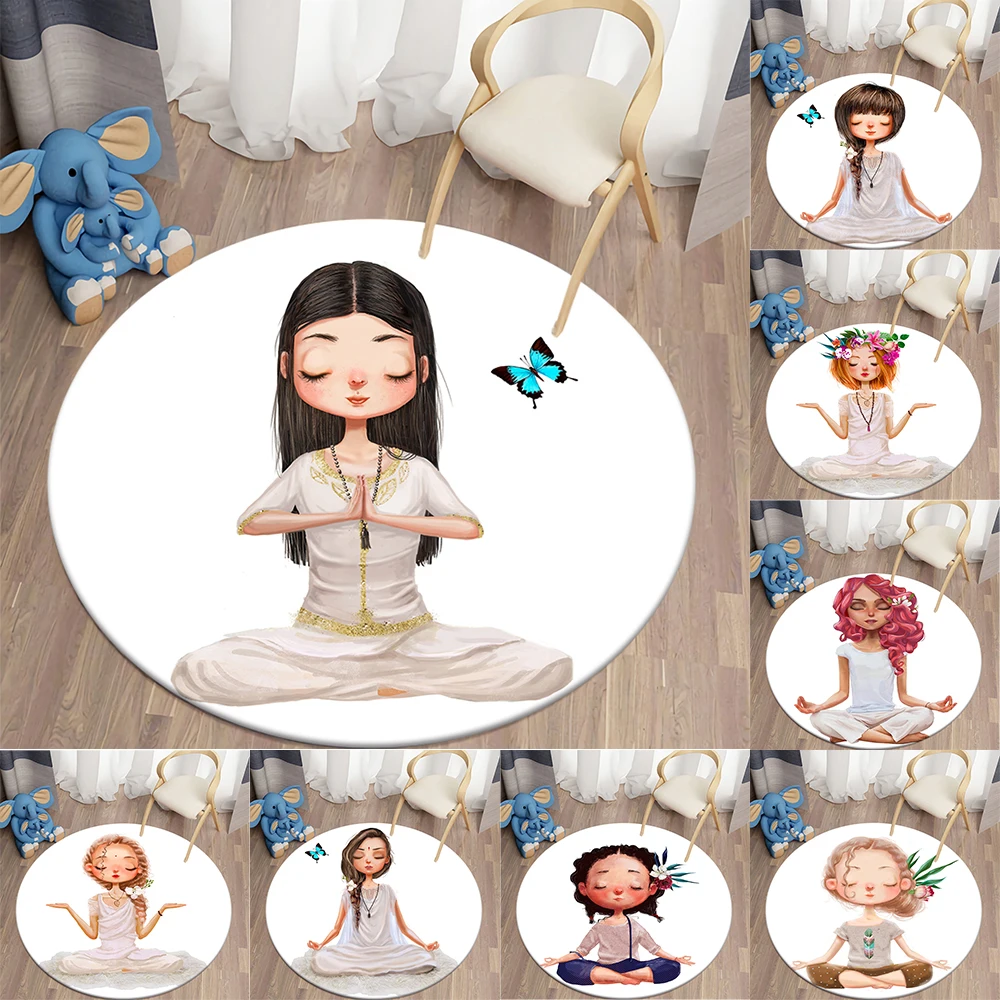 

Yoga Girls Round Carpet Living room rugs Kids Mat carpet for children's room Bedroom rug Non-slip Floor Mat Doormat