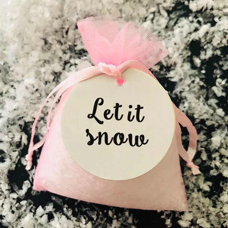 LET IT SNOW 10 шт./лот, Зимние свадебные конфетти с искусственным снегом, биоразлагаемые конфетти, свадебные конфетти с мешком из органзы - Цвет: LET IT SNOW