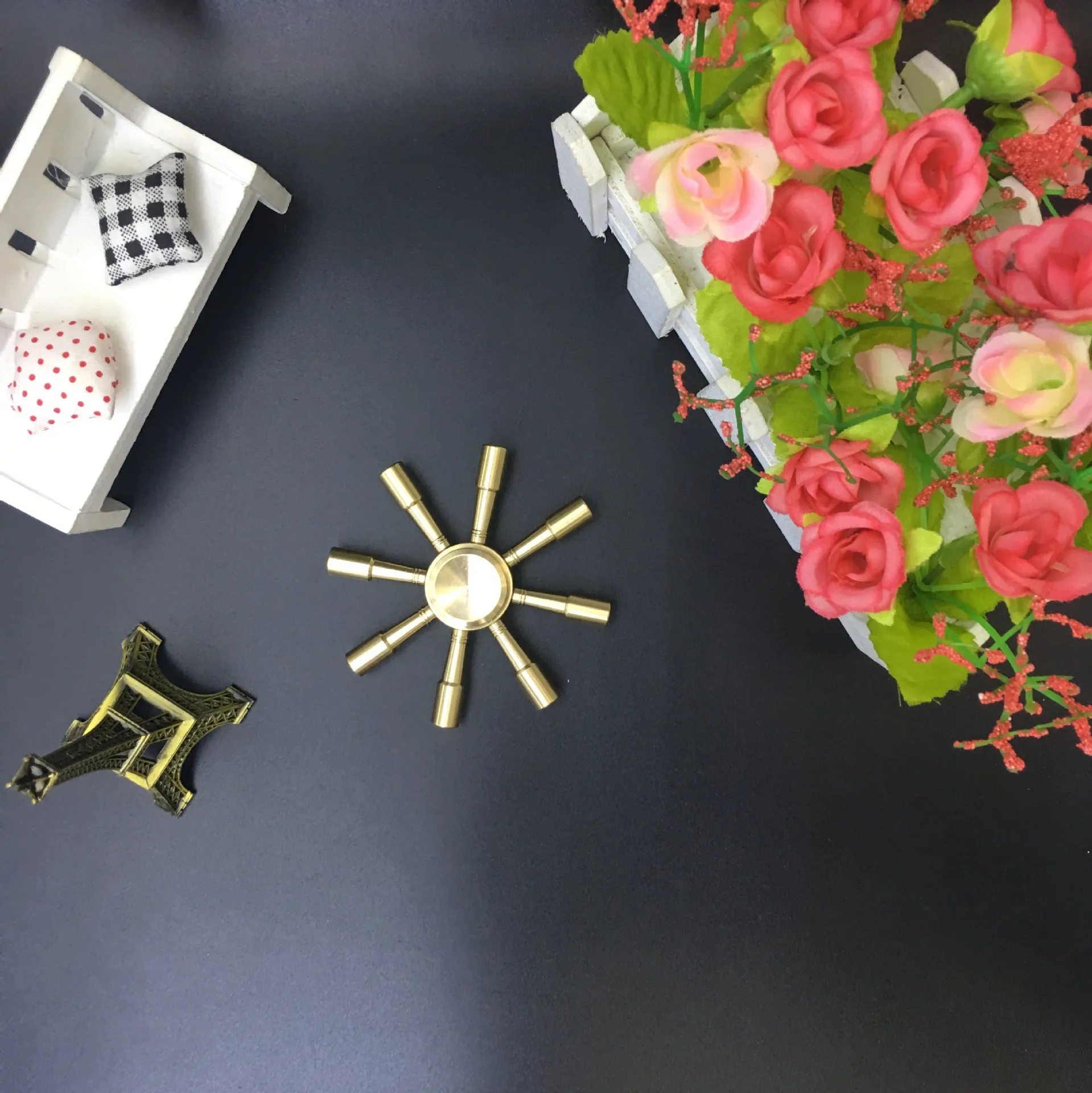 Fine Copper Series Bullets Six-Arm Jingang Adult Decompression Superhuman Toy Colorful Finger Fingertip EDC Spinner