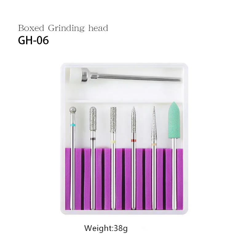 7Pcs Ceramic Nail Drill Bits Set with Cleaning Brush Diamonds Milling Cutter Silicone Polishing for Manicure Machine Accessories