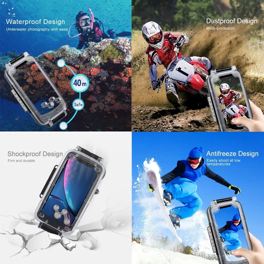 HAWEEL для iPhone XR Дайвинг телефон защитный чехол Подводный корпус 40 м/130 футов Серфинг Плавание Подводное плавание фото видео