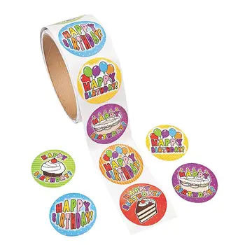 

2 Rolls Creative Various Design Sealing Stickers Round Label Self-Adhesive Cake Stickers Party Favor Birthday Decals Gifts