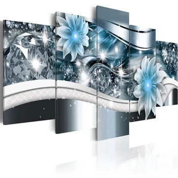 

5 Panels 5D Diy Full Square Diamond Painting "Abstract Flowers" Multi-Picture Combination 3D Embroidery Kit Home Decor