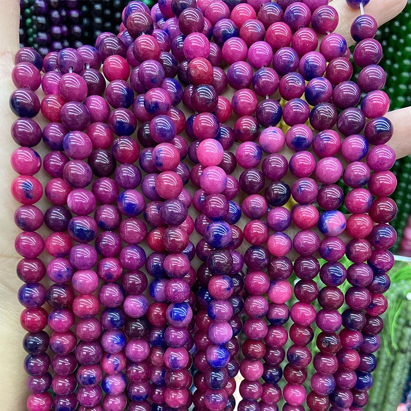 Natural Stone Purple Chalcedony Rhodochrosite Round Beads For Jewelry Making Bracelet 15&quotStrand 8mm |