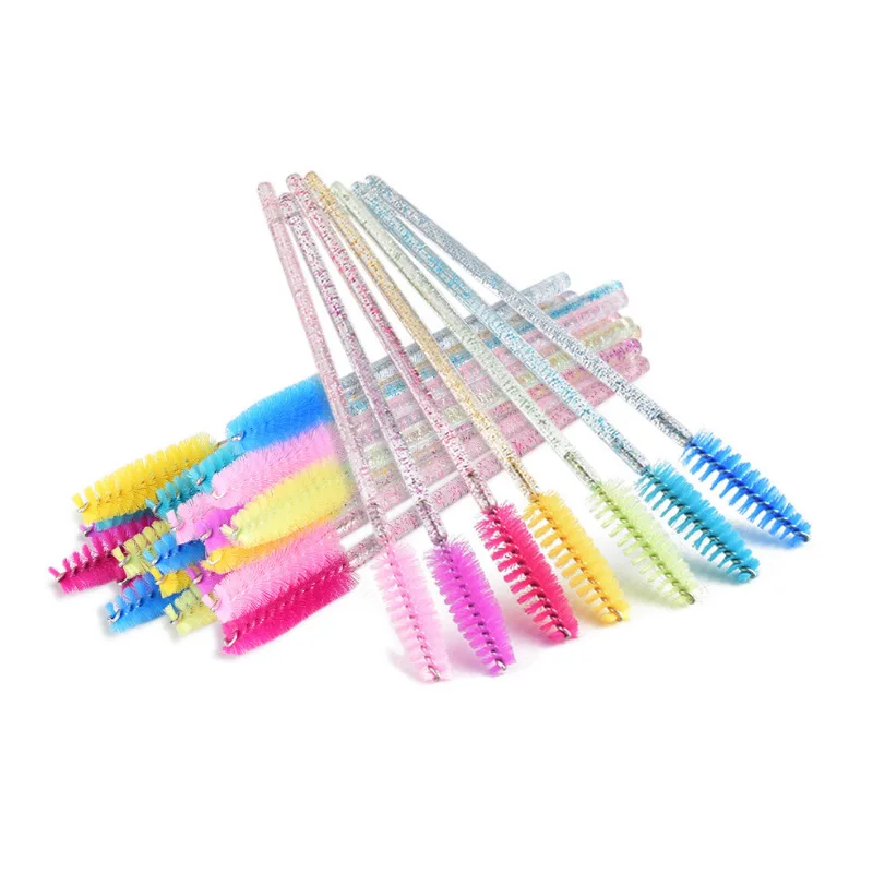 

Good Quality Disposable 50 Pcs/Pack Crystal Eyelash Makeup Brush Diamond Handle Mascara Wands Eyelash Extension Tool