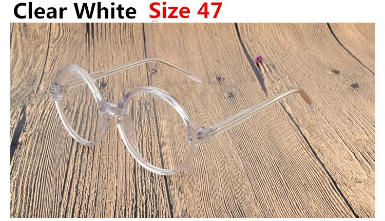 Clear White Size 47 7 размеров ретро круглые украшения очки рамы дети взрослые негабаритные очки для лица оправа с 0 прозрачными линзами 43/45/47/50/52/54/58 - Цвет оправы: Clear White Size 47