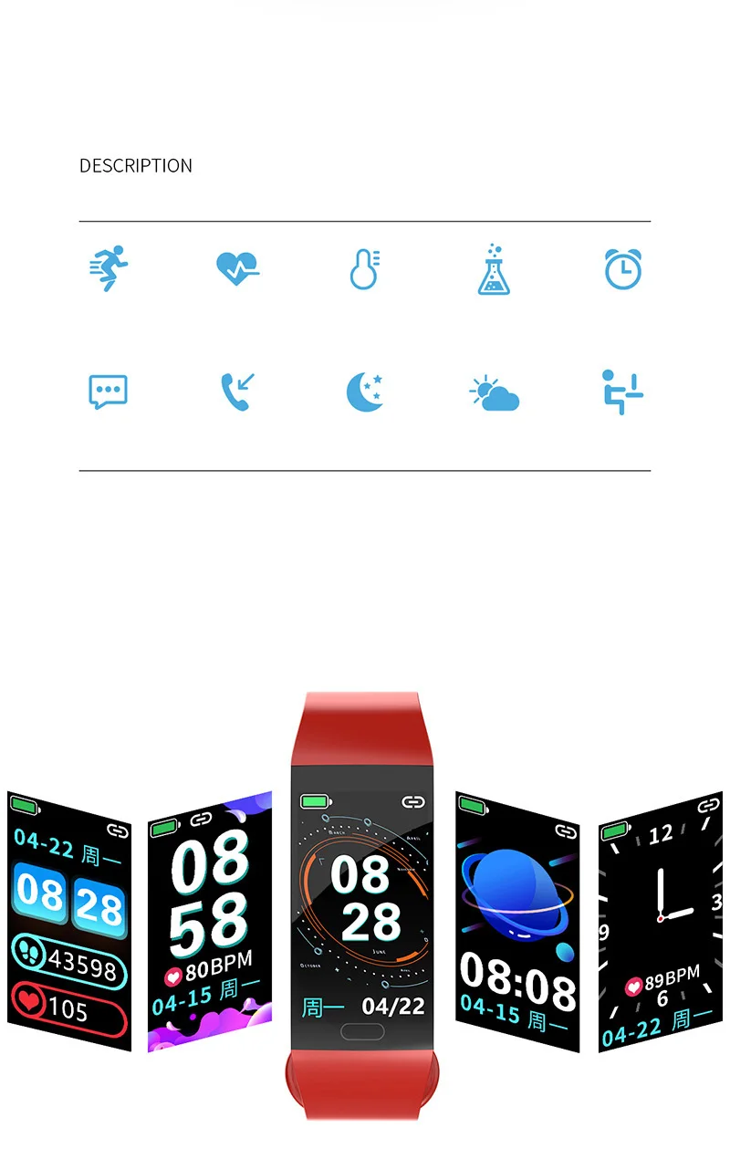 Новые Bluetooth Смарт-часы мониторинг сердечного ритма и кровяного давления фитнес-трекер водонепроницаемые Смарт-часы браслет Android iOS
