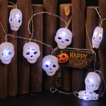 

5M Halloween Horror Decoration Light LED Skull Head Light String Ghost Festival Theme Party Decoration Lantern Battery Case