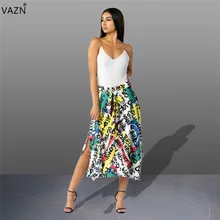VAZN/ летние женские элегантные комбинезоны в стиле ампир, свободные шифоновые Асимметричные макси юбки OJS9120