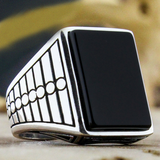 Handmade Islamic Ring For Men Turkish Double Swords White Black CZ Stone Ring Swords Muslim Rings Religious Jewelry Gift