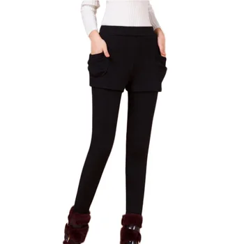 

2019 Winter Autumn Warm Leggings women's Pants Fake Two Pieces Fashion Legging