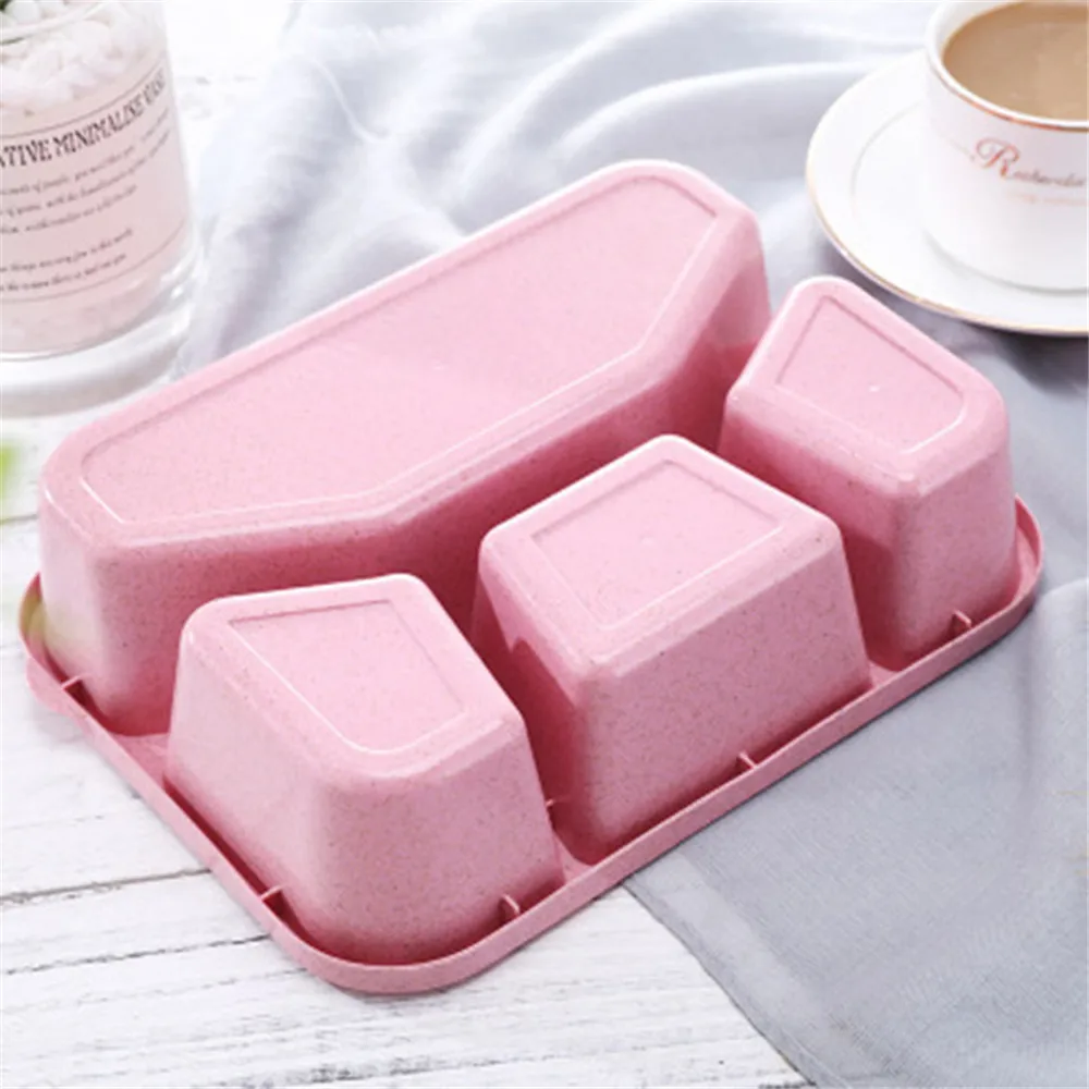 4-Cell Wheat Straw Lunch Box Japanese-style Lunch Box Students Food Container Office Workers Food Box