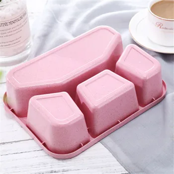 4-Cell Wheat Straw Lunch Box Japanese-style Lunch Box Students Food Container Office Workers Food Box 3 4-Cell Wheat Straw Lunch Box Japanese-style Lunch Box Students Food Container Office Workers Food Box