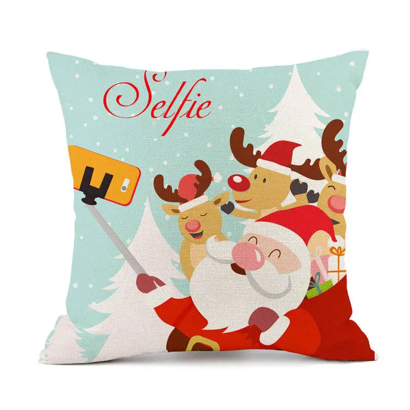 Merry Christmas подушка в форме Санта-Клауса чехол льняная снежинка снеговик олень декоративная наволочка Новогодняя Подушка 45*45 см