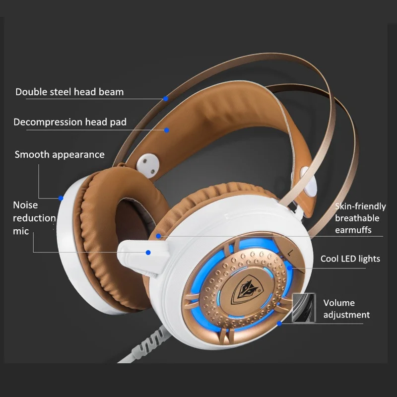 Игровые проводные наушники бас стерео USB Профессиональные металлические игровые наушники с микрофоном с подсветкой светодиодный Шумоподавление для ПК ноутбука