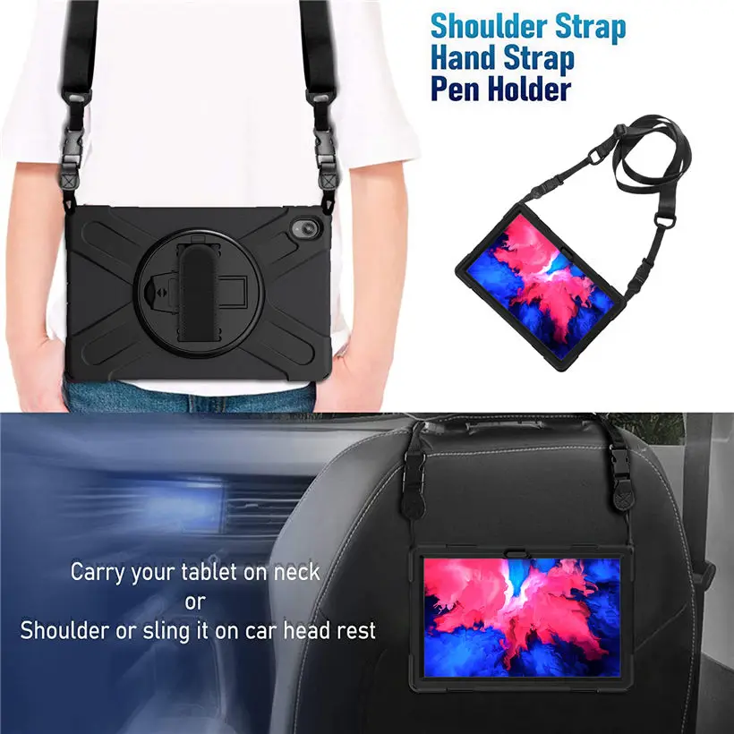 para Lenovo Tab P11 Plus Case Tb-j616f Tb-j616x para Xiaoxin Almofada Mais Tab P11 Tb-j606f Capa Funda Rotativo Suporte Alça de Ombro - Imagem 3