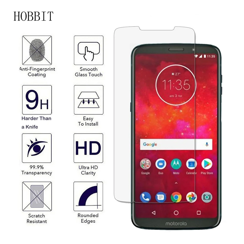 2 упаковки для Motorola Moto Z3 Play 9H 0,3 мм 2.5D прозрачное Закаленное стекло Защитная ультратонкая пленка против царапин для z3 play