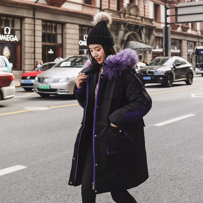 

2019 Winter New Style Korean-style Sweet Mid-length Loose-Fit Large Fur Collar down Feather Cotton Overcoat