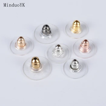 

100Pcs/lot Rubber Stud Earring Back Stoppers Jewelry Findings Diy Accessories Flying Saucer Earring Back For Jewelry Making