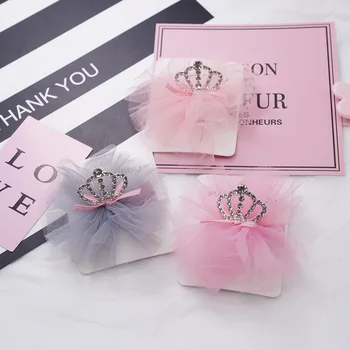 

Brand Children's Mesh Rhinestone Crown Hair Pins Hair Accessories Baby Hair Clips Stereo Tiara Lace Sweet Girls Hairpins