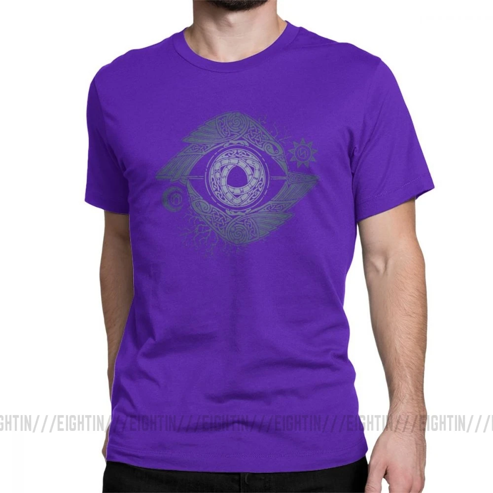 Viking футболка Odin's Eye Valhalla футболки для мужчин короткий рукав Funky Tees O образным вырезом хлопковая одежда размера плюс - Цвет: Фиолетовый