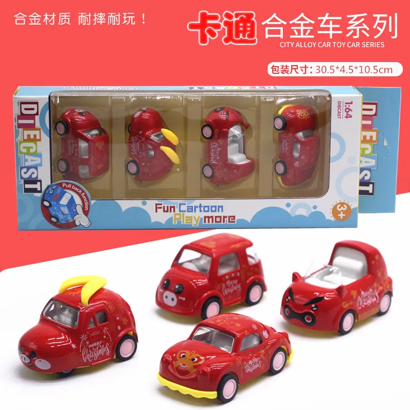 

8-Alloy Warrior Cartoon Car Model Suit 1: 60 Animal Cute Toy Environmentally Friendly Material Car Model