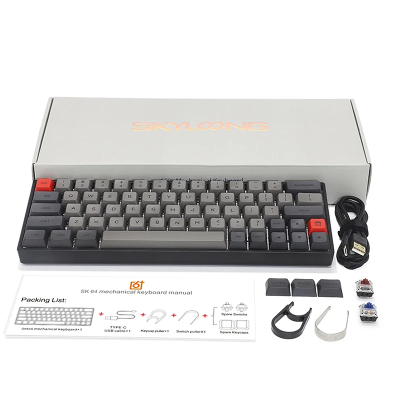 SK64 Gateron Оптический красный переключатель заменяемый краситель Sub PBT Keycaps Bluetooth
