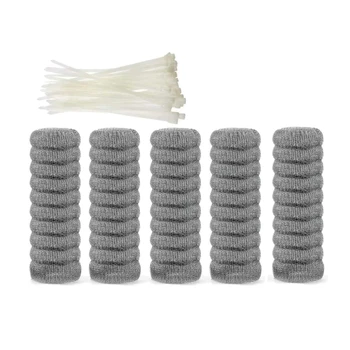 

50Pcs/Set Lint Traps Stainless Steel Washing Machine Lint Snare Traps Washer Hose Lint Traps with 24 Pcs Cable Ties