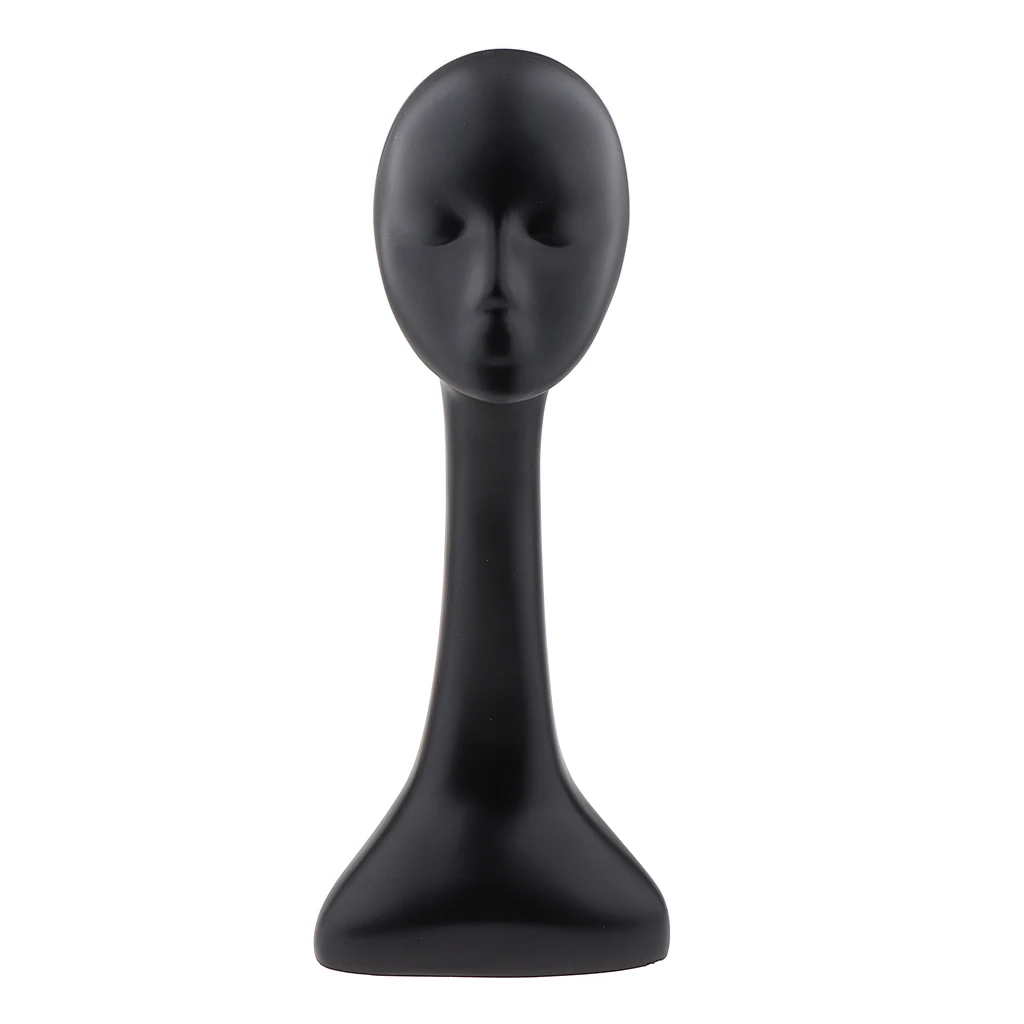 1Pcs 57cm Tall Wig Head, Black Mannequin Female Long Neck Head Model For Hair Hat Wig Glasses Stand Display