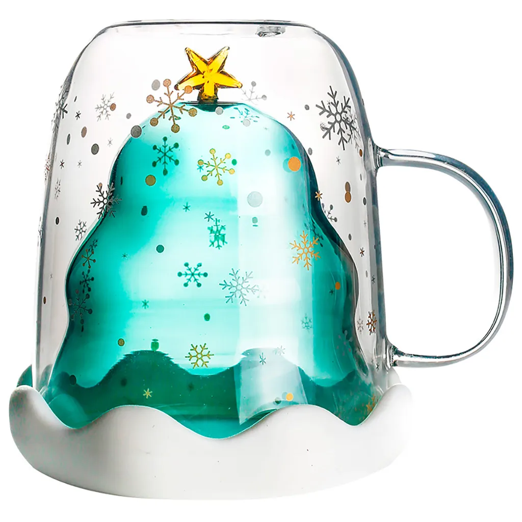 Креативная двухслойная стеклянная Рождественская елка звезда Вода термоустойчивая чашка кружка детская мультяшная термостойкая кофейная чашка кружка