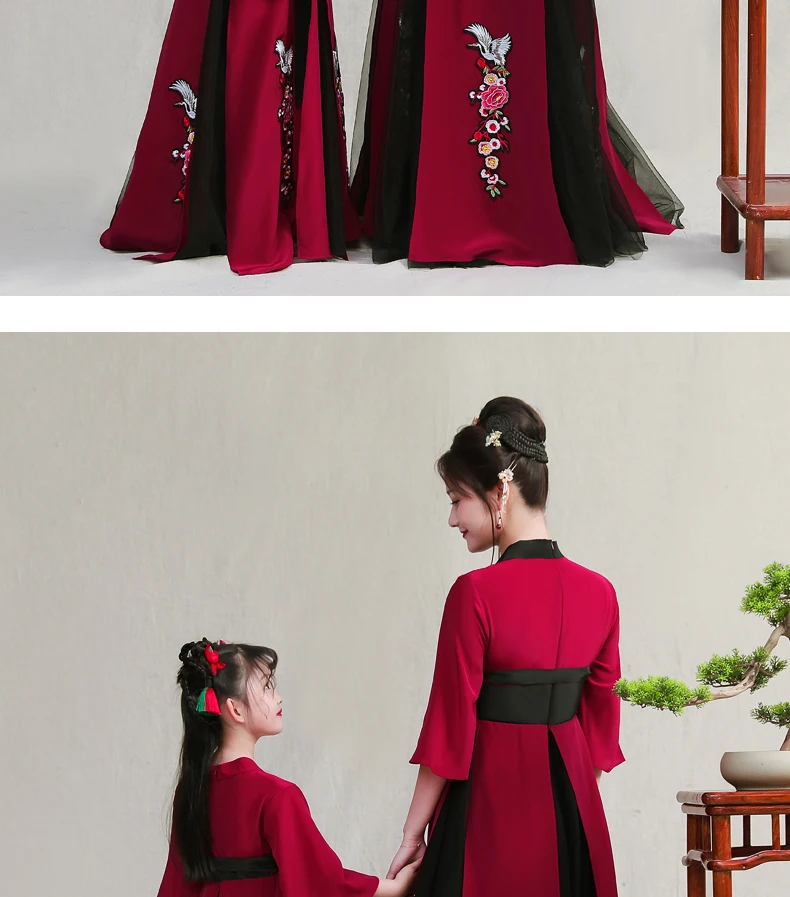 Hanfu/платье для родителей и ребенка; свадебное платье для мамы и дочки; семейный образ в китайском стиле; платье древней династии Тан; Семейные комплекты